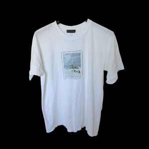 90's Antarctic Voyage Ernest Shackleton T-Shirt White Large Cotton Tee
